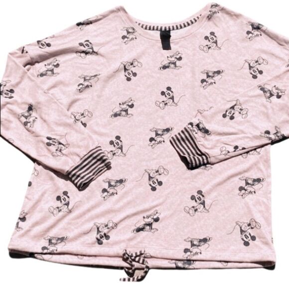 Disney 2 Piece Wms Sz Lrg Mauve Mickey and Minnie Jogger Style Soft Cozy Pajamas - Picture 3 of 4